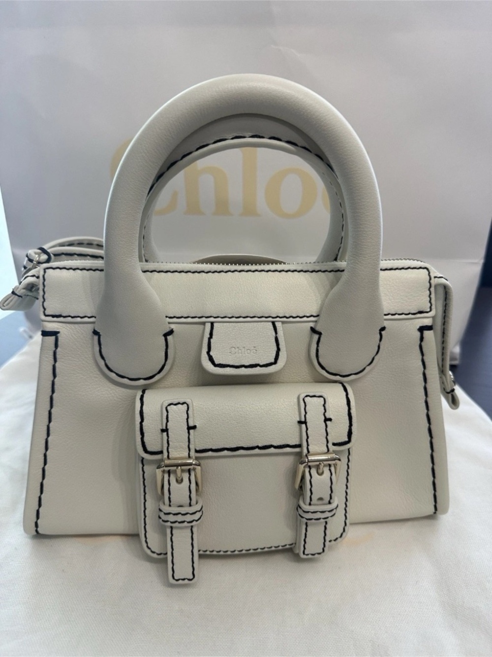 CHLOE EDITH HANDBAG MINI WATER BUFFALO WHITE ITALY NWT $1,690